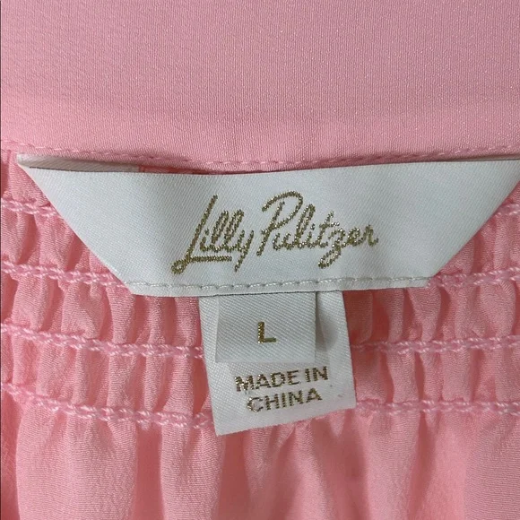 LILLY PULITZER Elsa Silk Top Light Pink Size Large - Picture 7 of 16